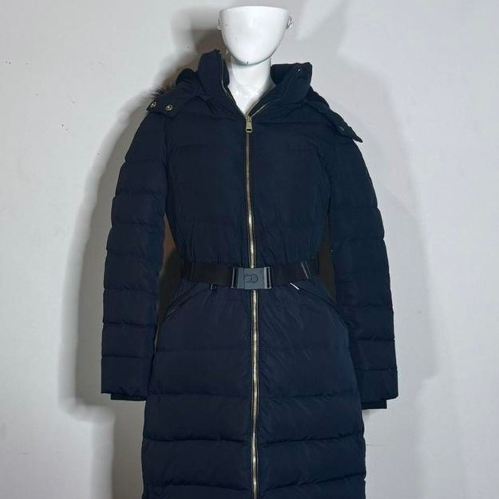 Zara Women's Black Puffer Coat with Belt